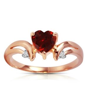 14K. SOLID GOLD RING WITH DIAMONDS & GARNET